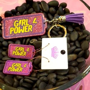 JEWLERY BUNDLE EARRINGS & KEY CHAIN  ACRYLIC GIRL POWER⚡⚡⚡